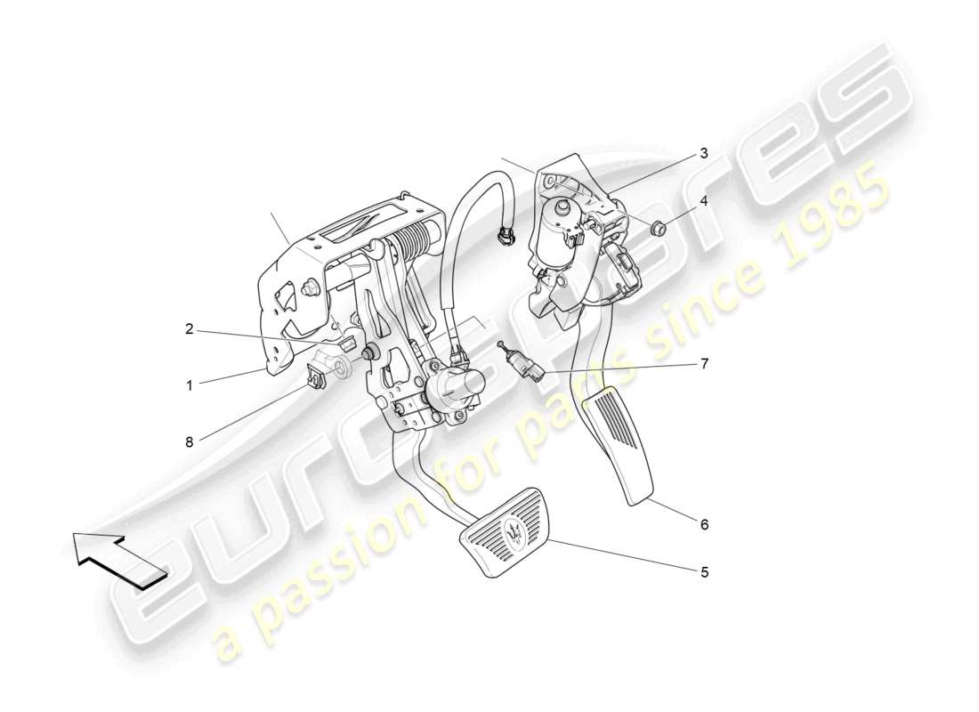 maserati levante (2020) diagrama de piezas completo de la unidad de pedalera