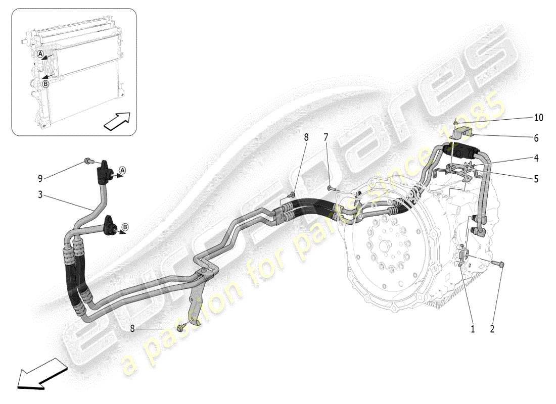 maserati grecale modena (2023) diagrama de piezas de lubricación y refrigeración del aceite de la caja de cambios