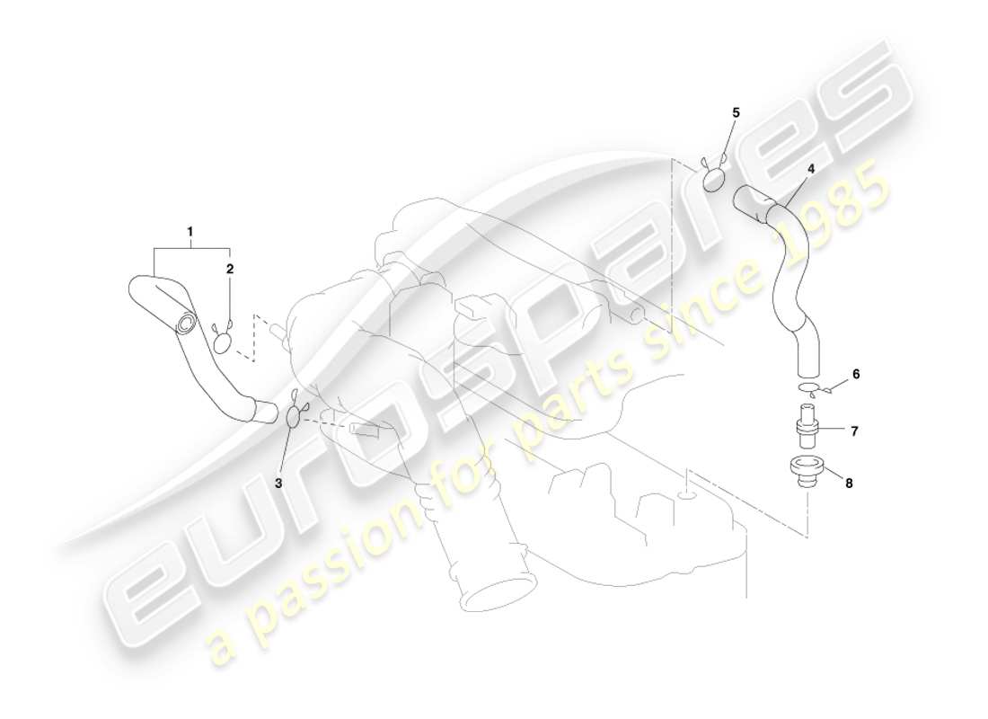 aston martin cygnet (2012) diagrama de piezas de mangueras de ventilación