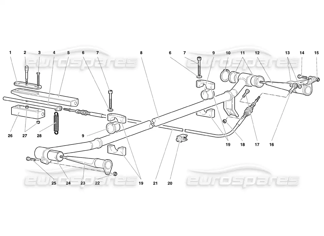 lamborghini diablo se30 (1995) barra antirrobo trasera ajustable diagrama de piezas