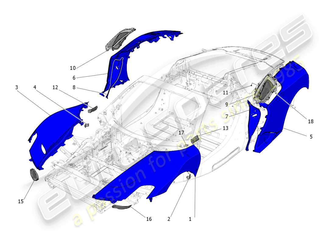 maserati mc20 cielo (2023) cubierta externa diagrama de piezas