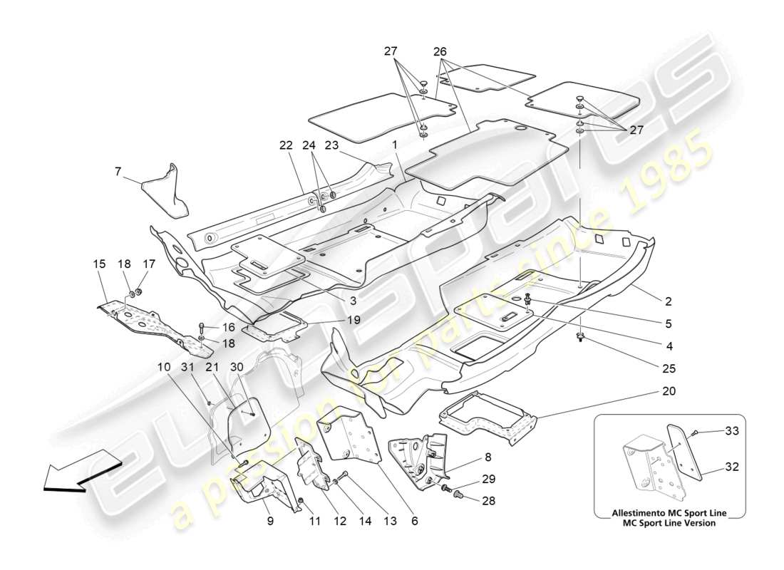 maserati grancabrio mc (2013) alfombrillas del habitáculo diagrama de piezas