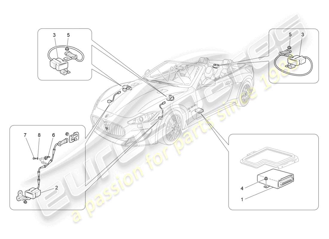 maserati grancabrio mc (2013) diagrama de piezas de control electrónico (suspensión)