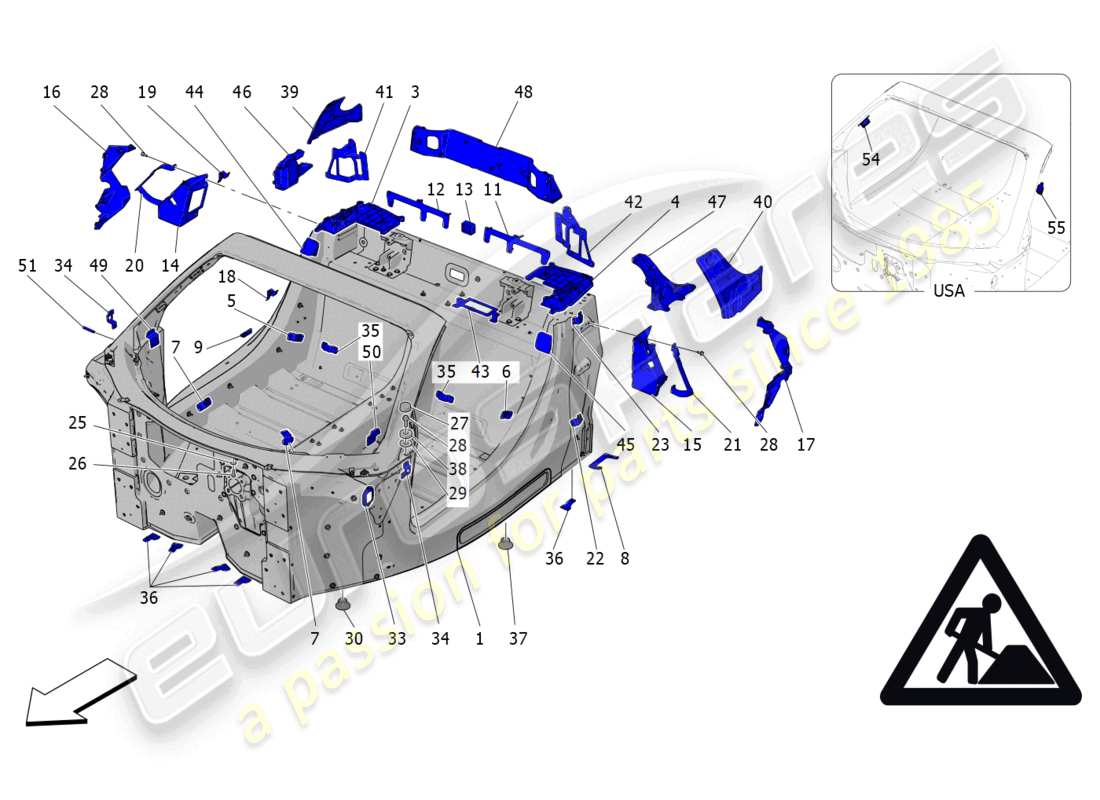 maserati mc20 cielo (2023) diagrama de piezas monocasco central