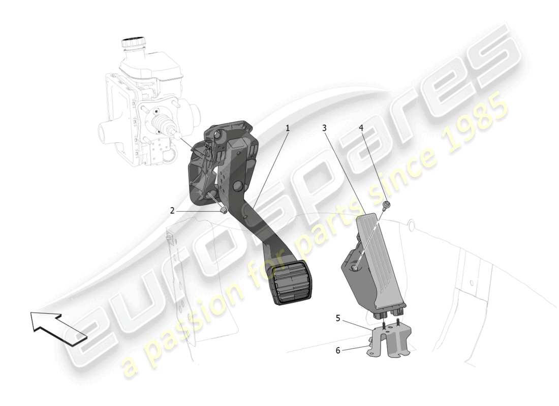 maserati grecale gt (2023) diagrama de piezas completo de la unidad de pedalera