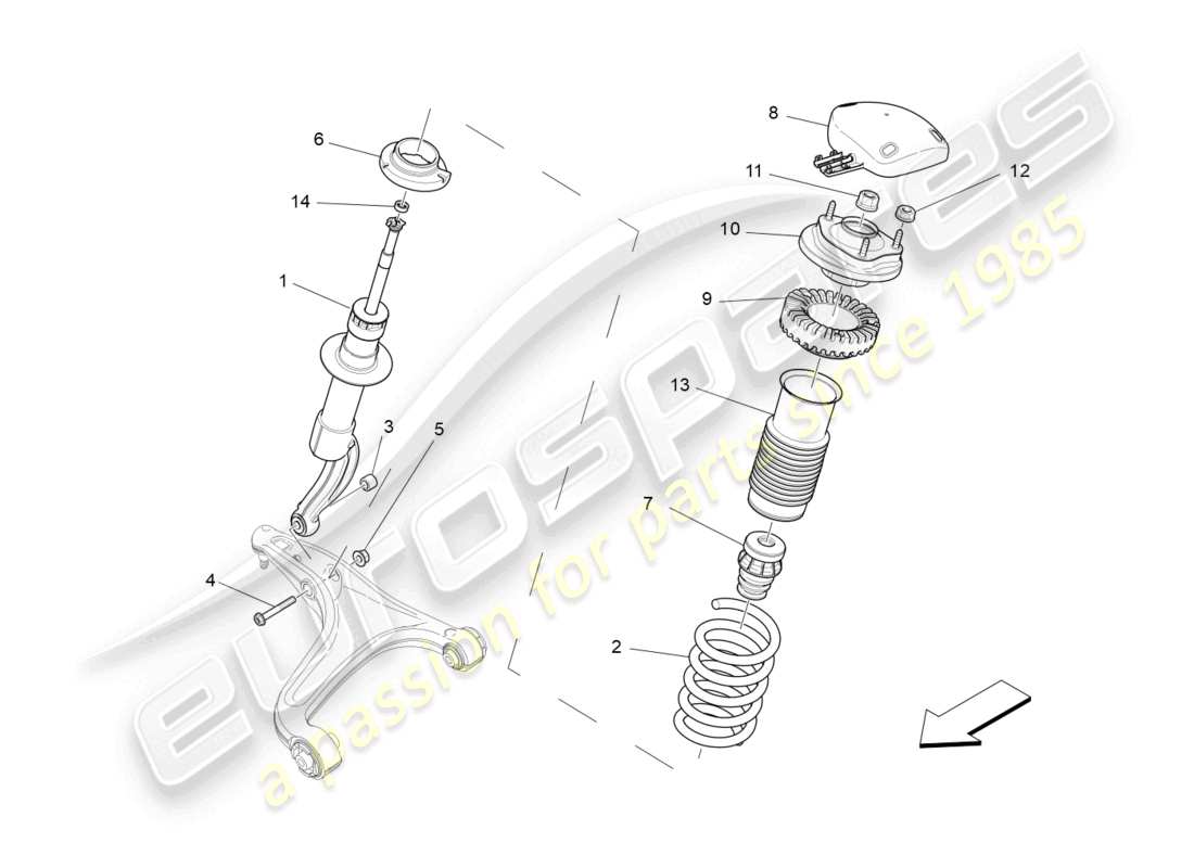 maserati ghibli (2014) diagrama de piezas de los dispositivos amortiguadores delanteros