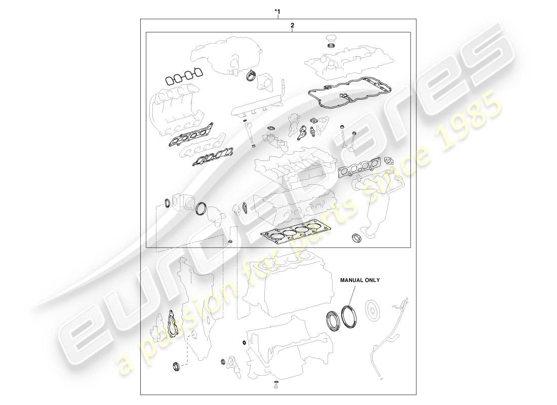 aston martin cygnet (2012) diagrama de piezas de juegos de juntas