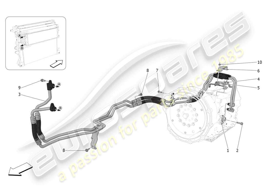 maserati grecale gt (2023) diagrama de piezas de lubricación y refrigeración del aceite de la caja de cambios