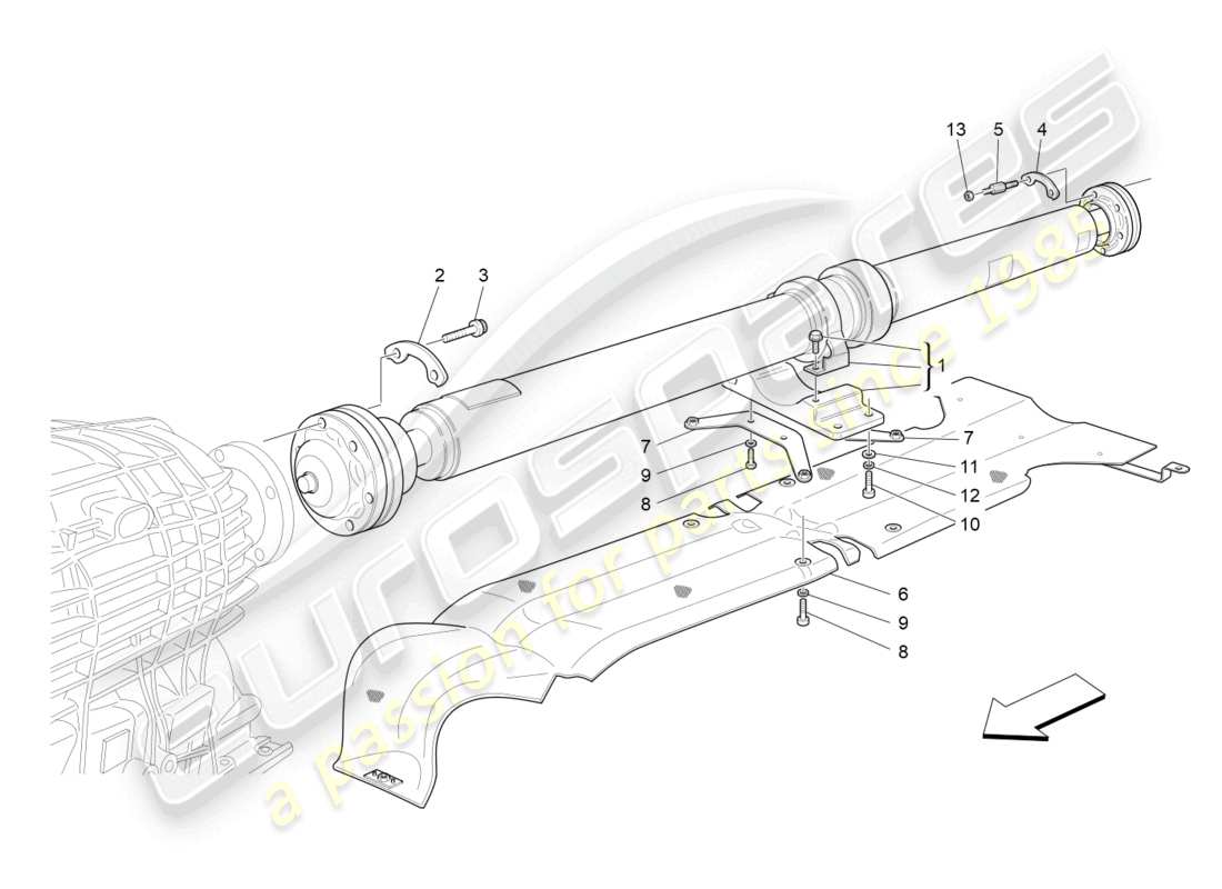 maserati grancabrio mc (2013) diagrama de piezas del eje de transmisión