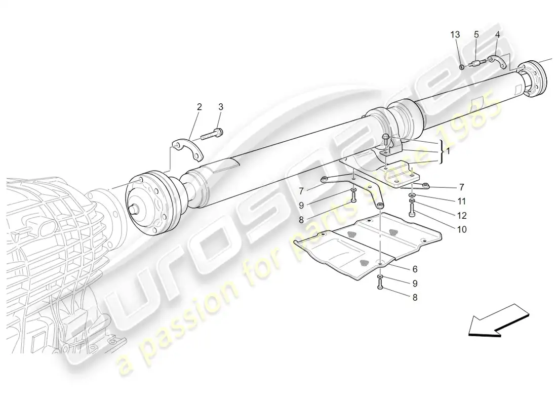 maserati granturismo (2009) eje de transmisión diagrama de piezas