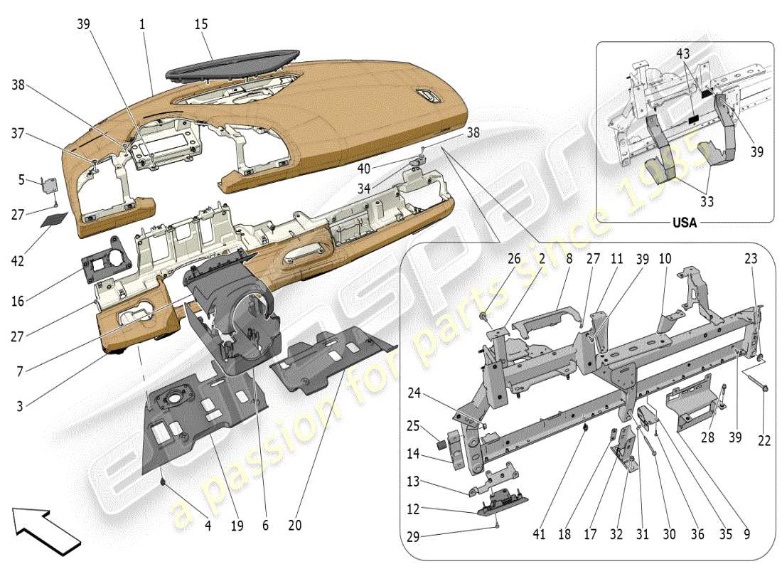 maserati mc20 (2024) unidad de tablero diagrama de piezas