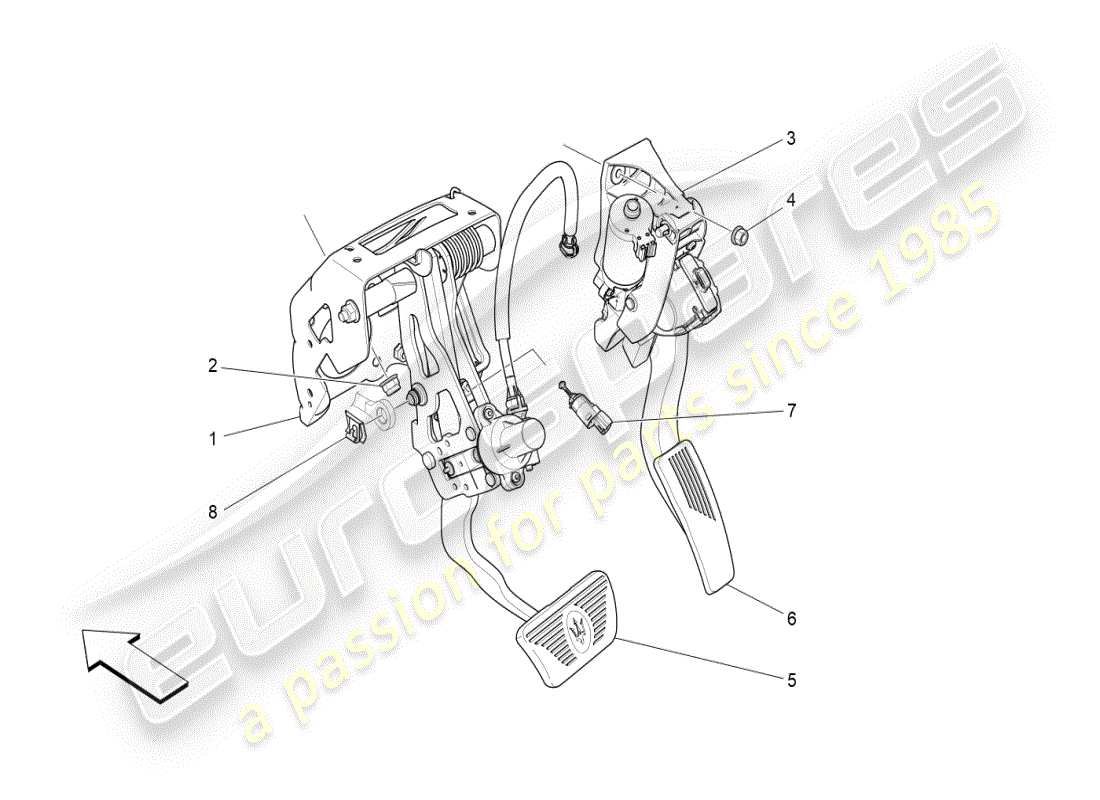 maserati ghibli (2020) unidad completa de pedal diagrama de piezas