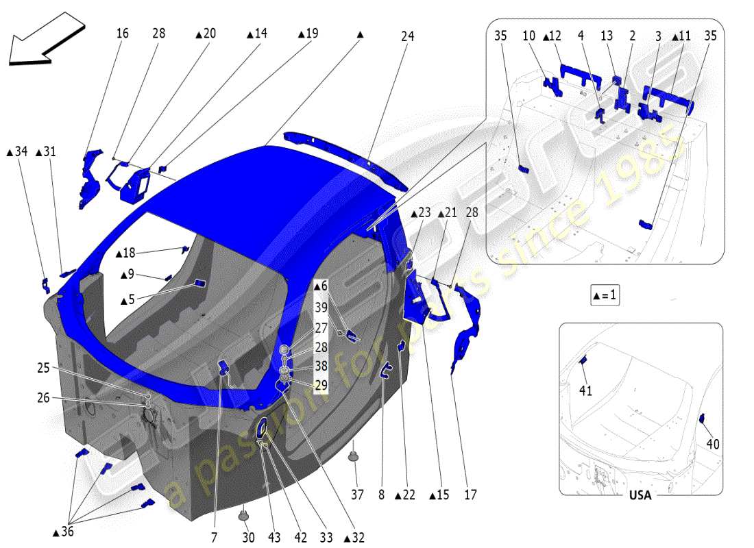 maserati mc20 (2024) monocasco central diagrama de piezas