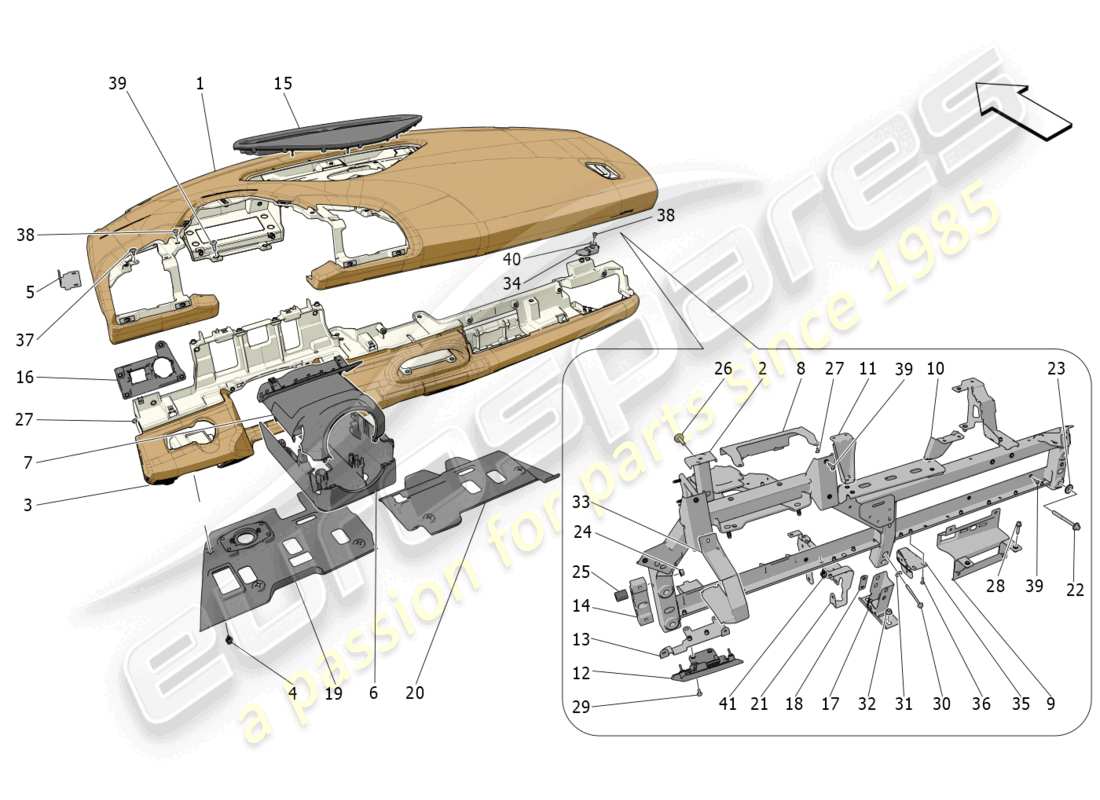 maserati mc20 (2022) diagrama de piezas de la unidad del tablero