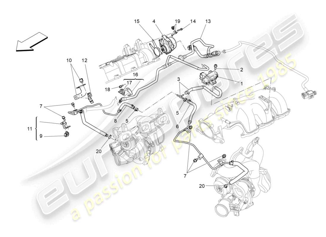 maserati ghibli (2014) sistema de aire adicional diagrama de piezas