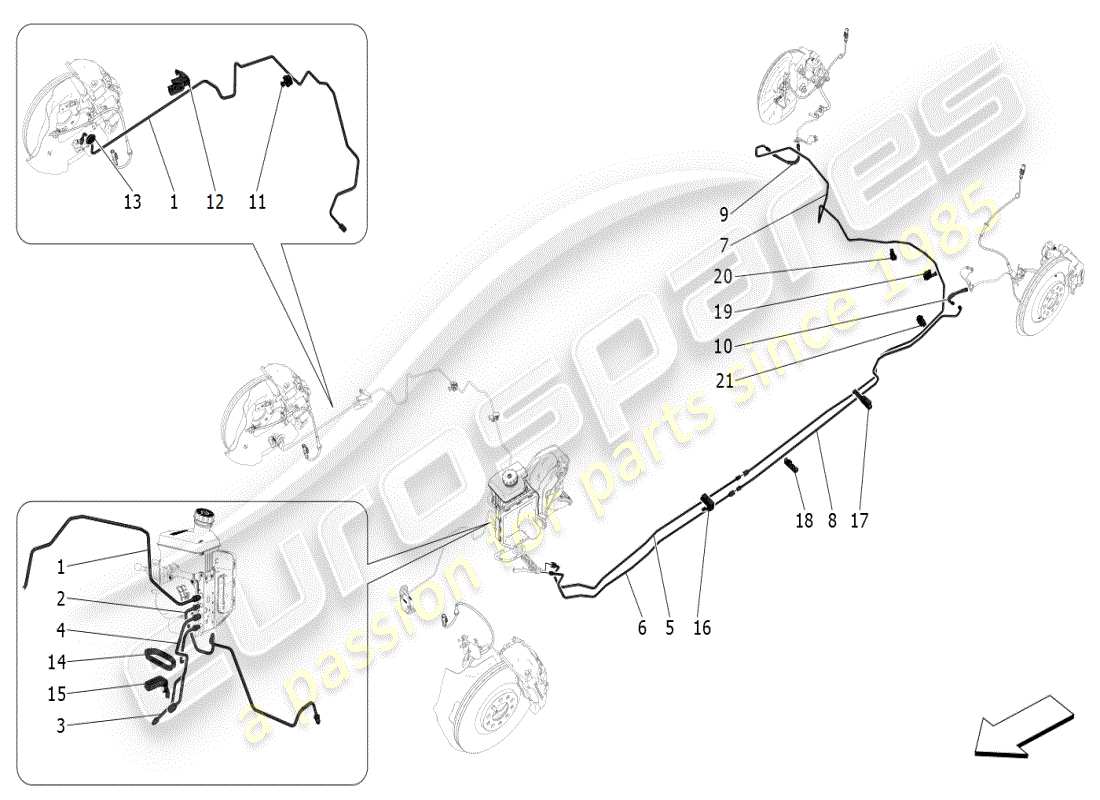 maserati grecale modena (2023) diagrama de partes de líneas