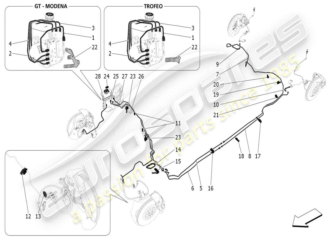 maserati grecale modena (2023) líneas diagrama de piezas