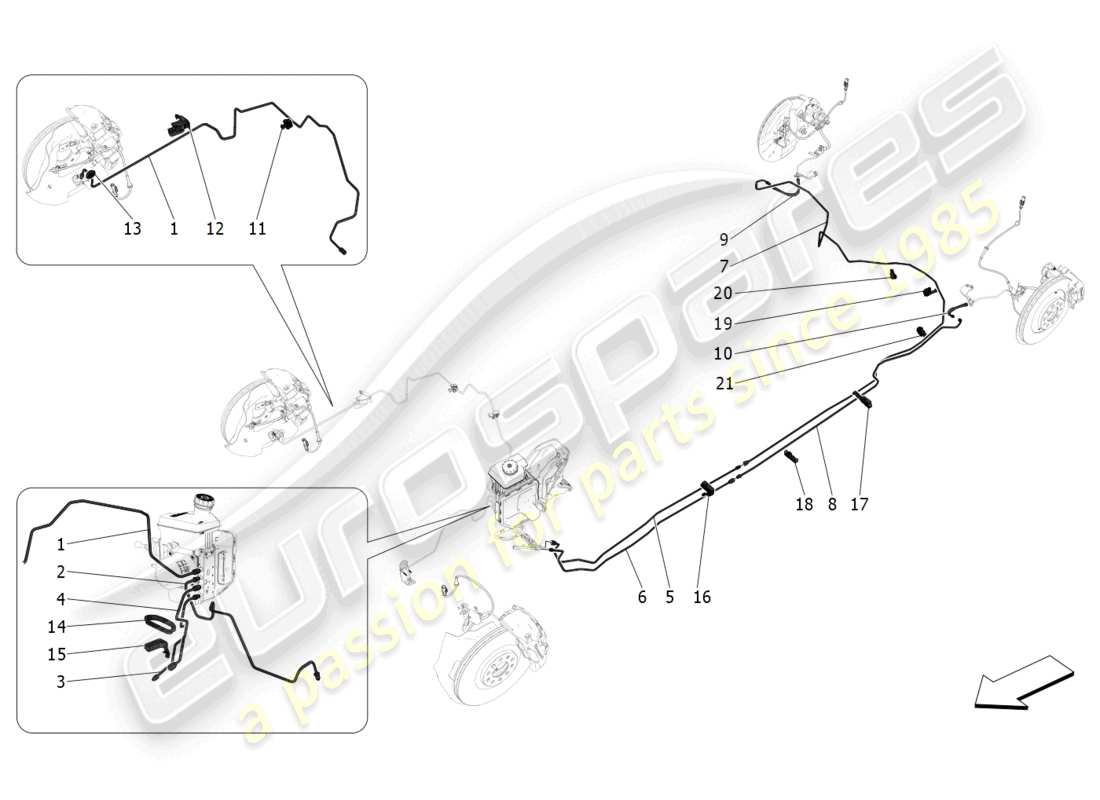 maserati grecale trofeo (2023) diagrama de partes de líneas