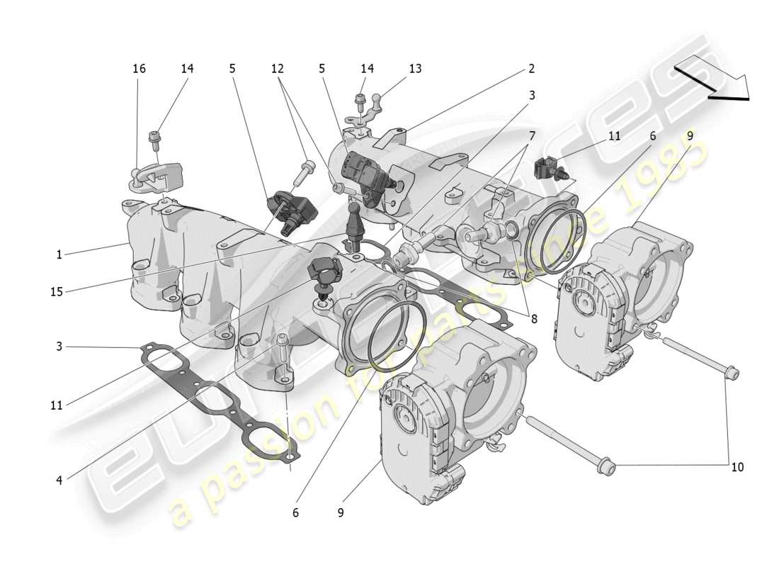 maserati grecale trofeo (2023) intake manifold and throttle body diagrama de piezas