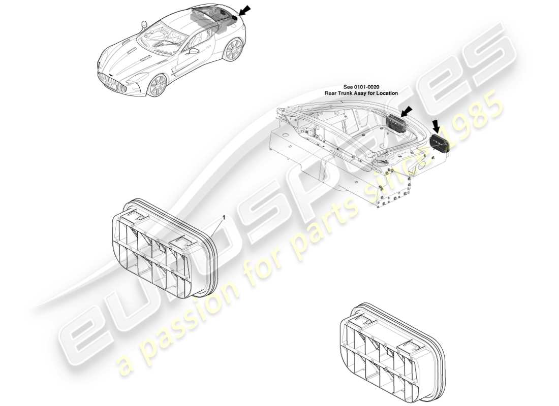 aston martin one-77 (2011) componentes de extracción de aire diagrama de piezas