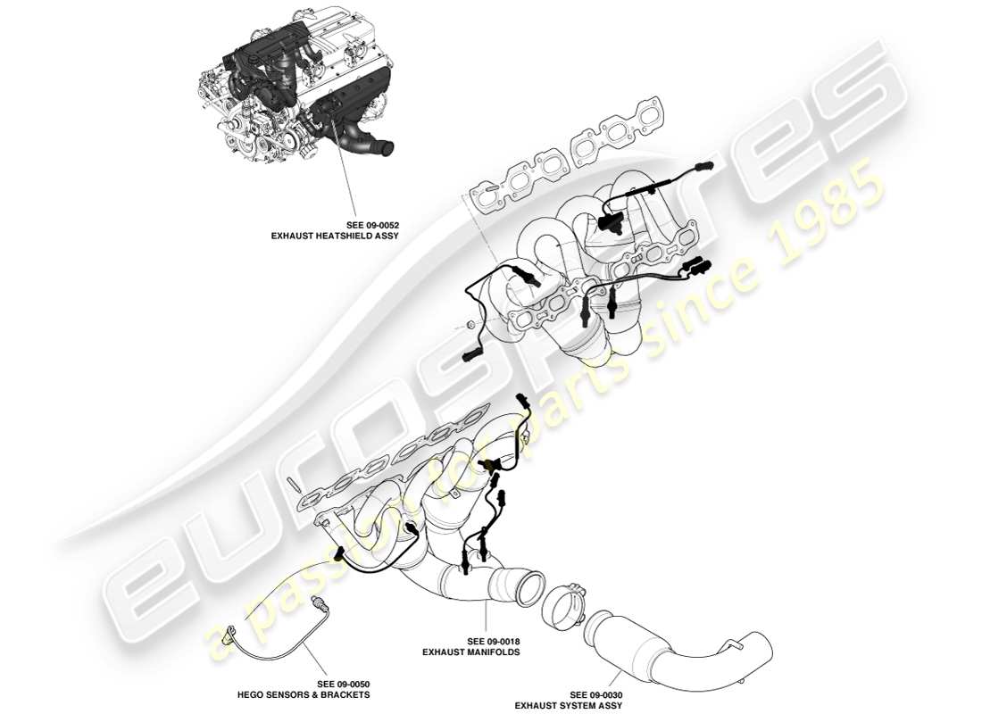 aston martin one-77 (2011) colectores de escape diagrama de piezas