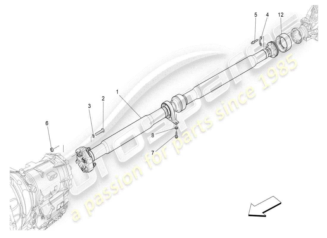 maserati ghibli (2020) eje de transmisión diagrama de piezas