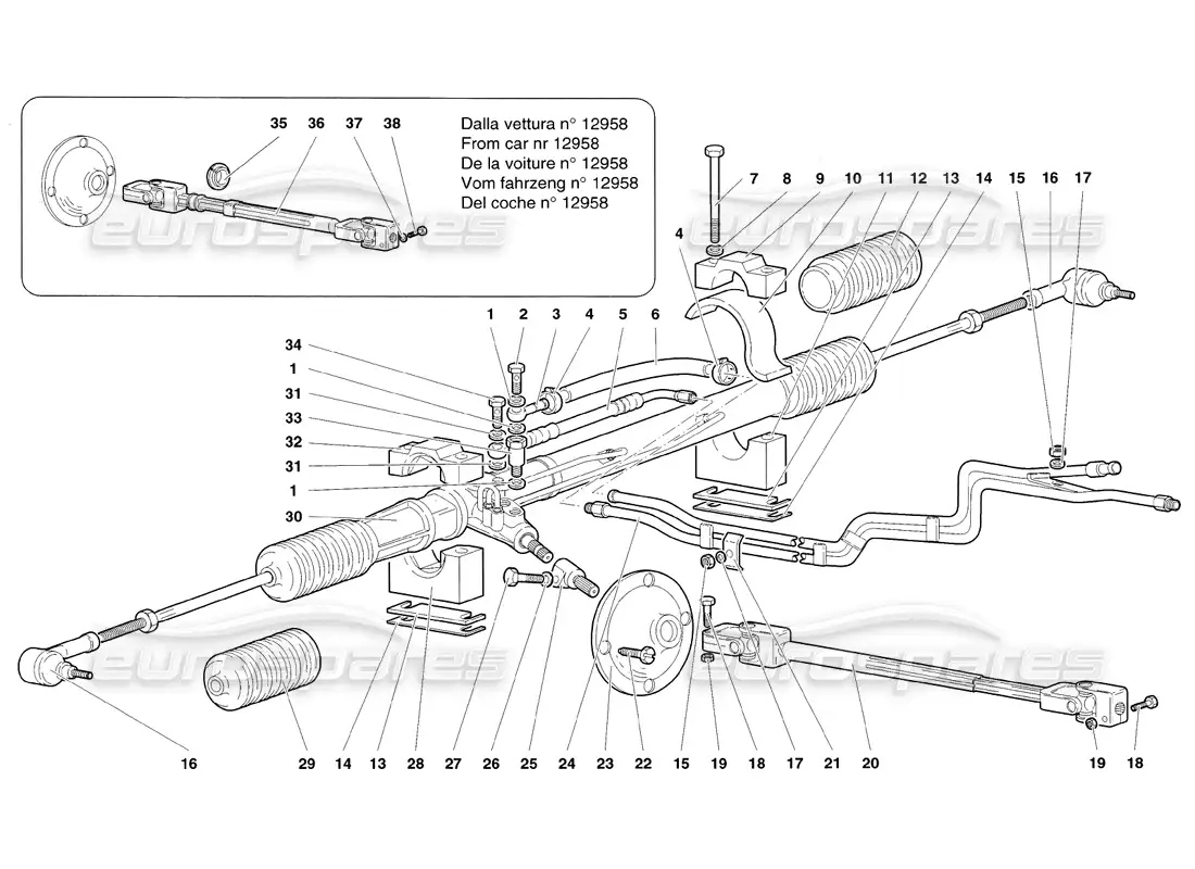 lamborghini diablo sv (1998) direccion diagrama de piezas