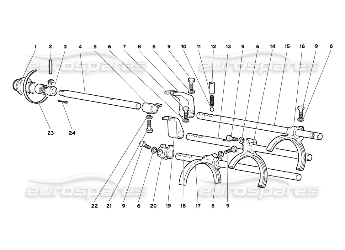 lamborghini diablo 6.0 (2001) varillas y horquillas de cambio de caja de cambios diagrama de piezas