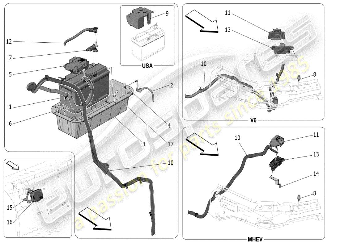 maserati grecale modena (2023) diagrama de partes de generación y acumulación de energía