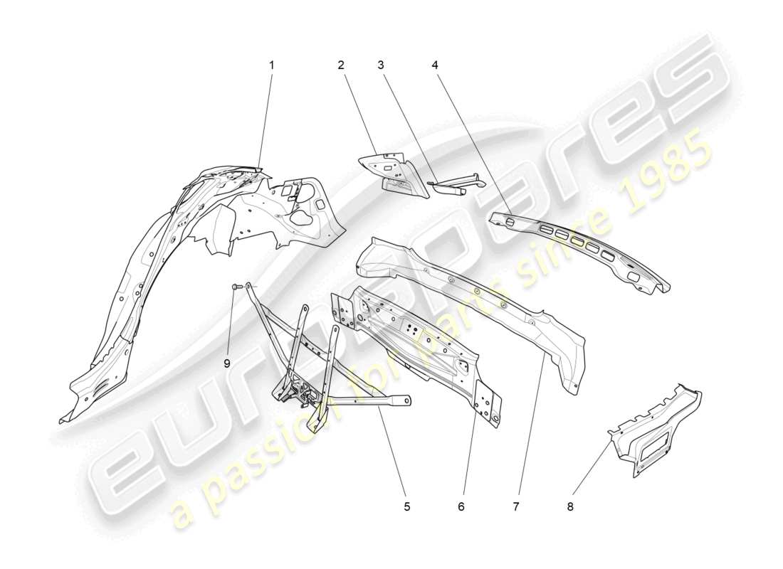 maserati quattroporte (2018) diagrama de piezas de la carrocería y los paneles exteriores traseros