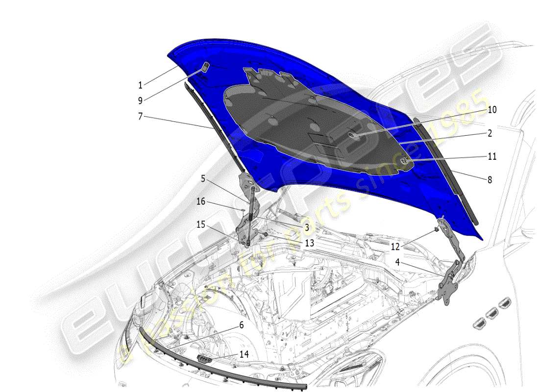 maserati grecale modena (2023) diagrama de piezas de la tapa frontal