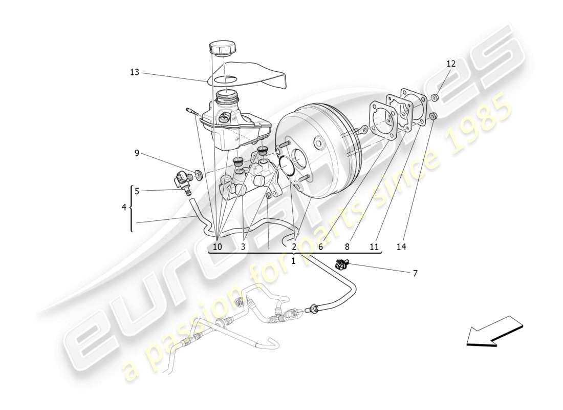 maserati quattroporte (2018) diagrama de piezas del servosistema de freno