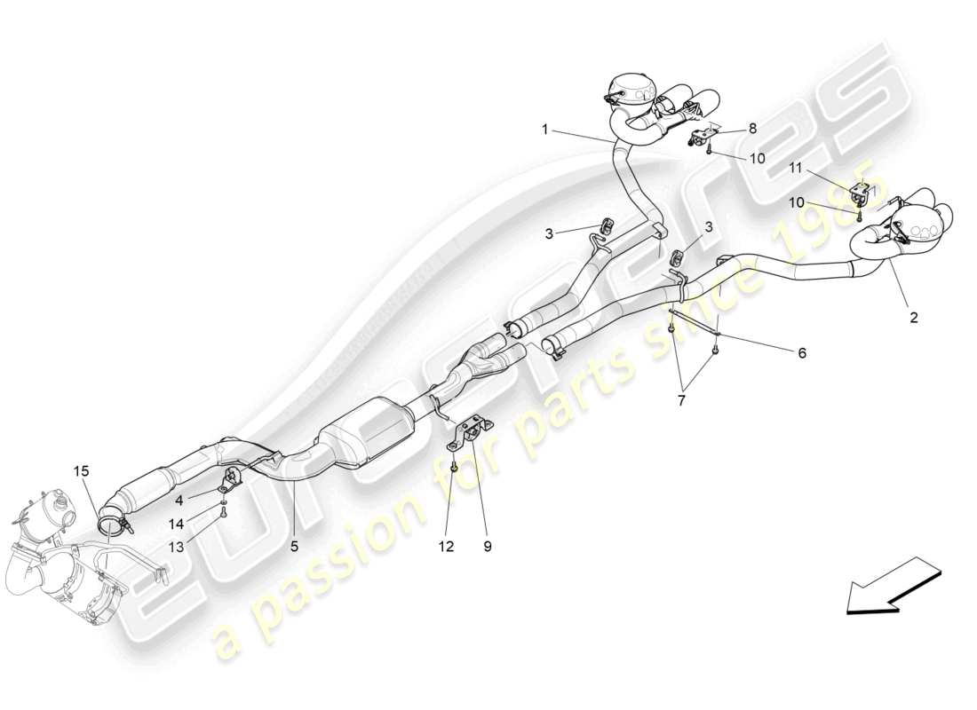 maserati ghibli (2018) diagrama de piezas de silenciadores