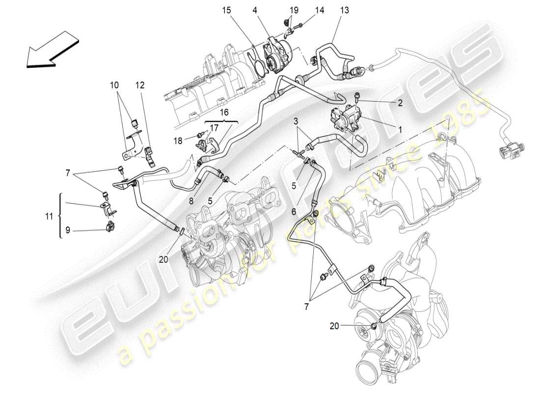 maserati ghibli (2019) sistema de aire adicional diagrama de piezas