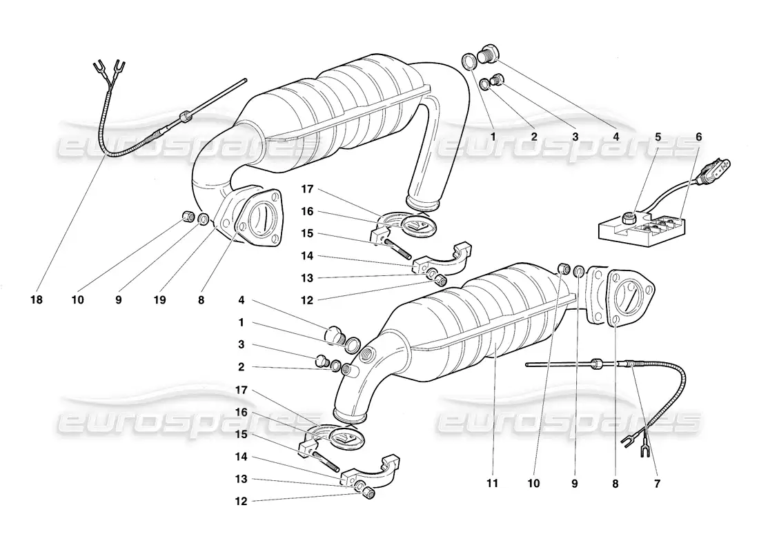 lamborghini diablo se30 (1995) sistema de escape diagrama de piezas