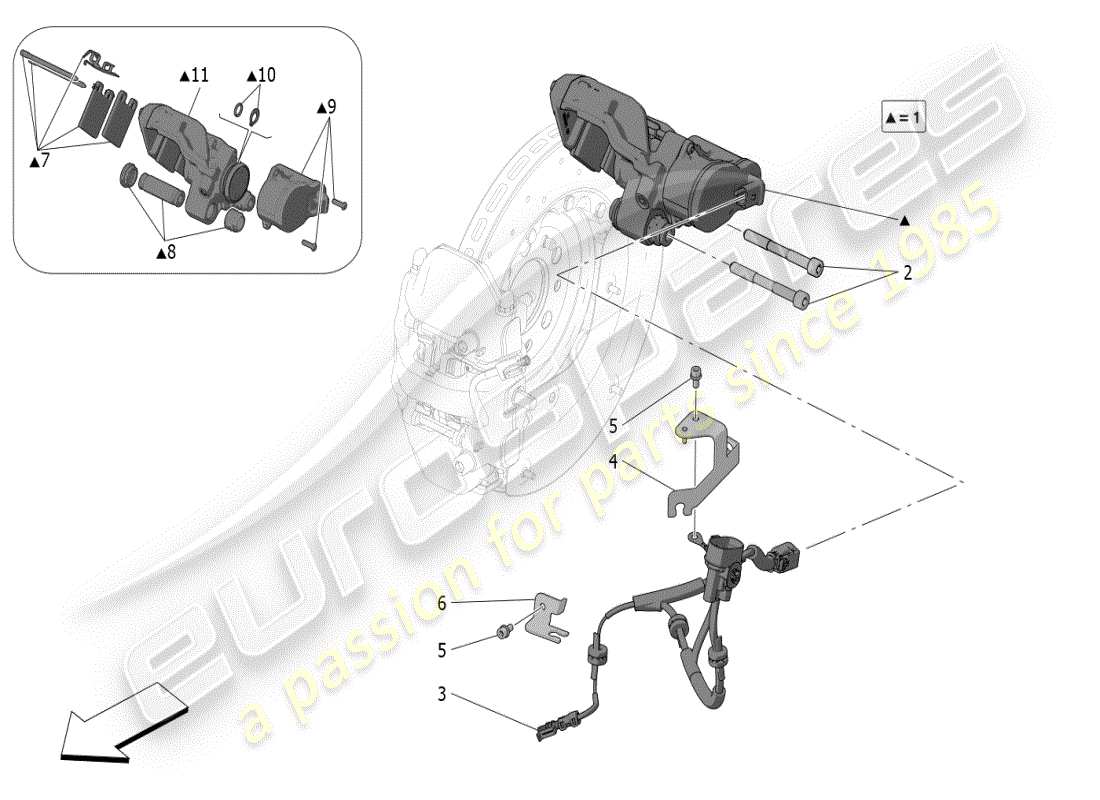 maserati mc20 (2024) diagrama de piezas del freno de estacionamiento