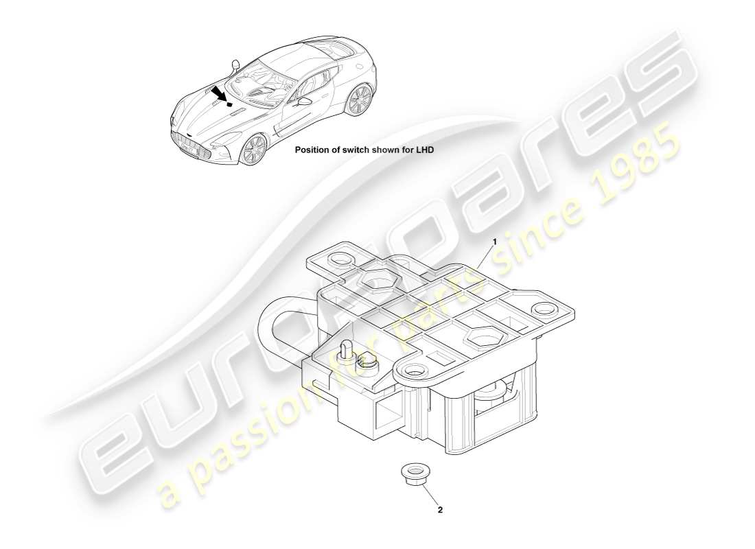 aston martin one-77 (2011) interruptor de desconexión de batería diagrama de piezas