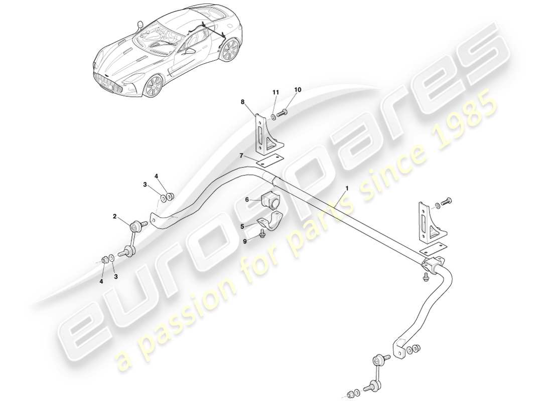 aston martin one-77 (2011) barra estabilizadora trasera diagrama de piezas