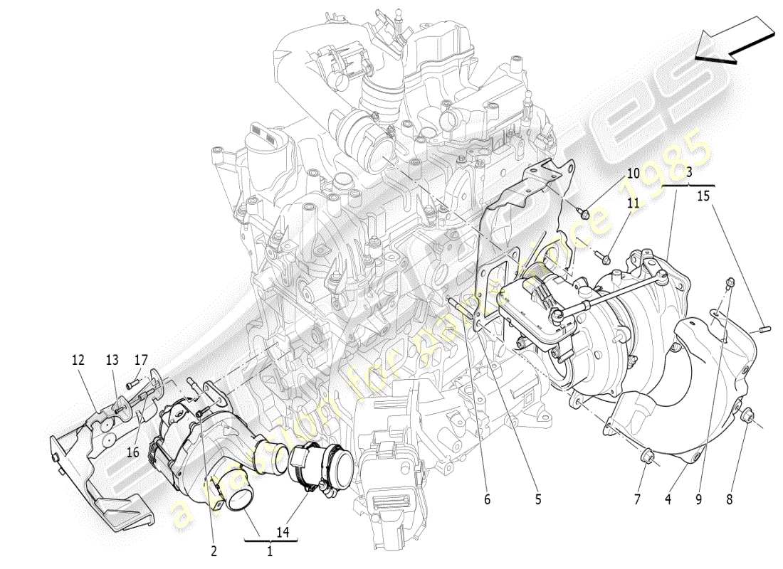 maserati ghibli (2021) sistema de turbocargación: equipos diagrama de piezas