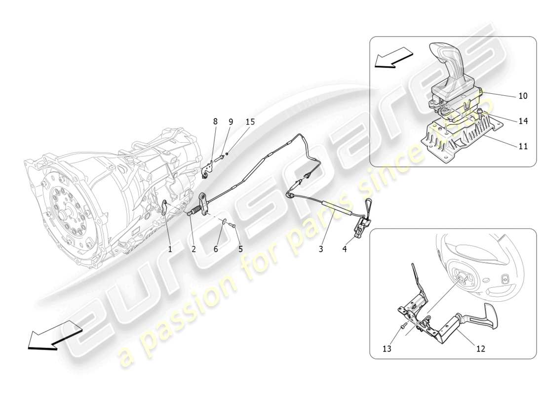 maserati levante gt (2022) controles del conductor para el diagrama de piezas de la caja de cambios automática