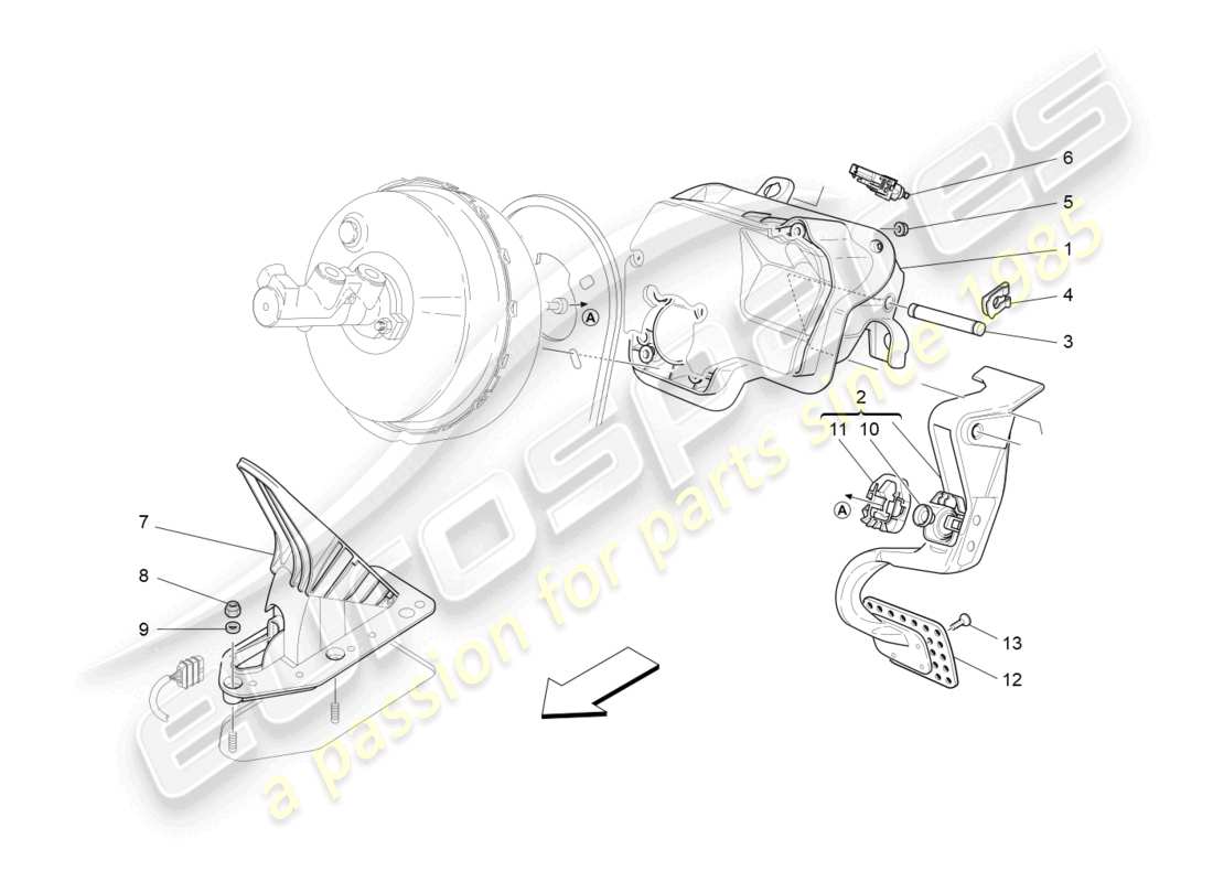 maserati granturismo mc stradale (2013) diagrama de piezas completo de la unidad de pedalera