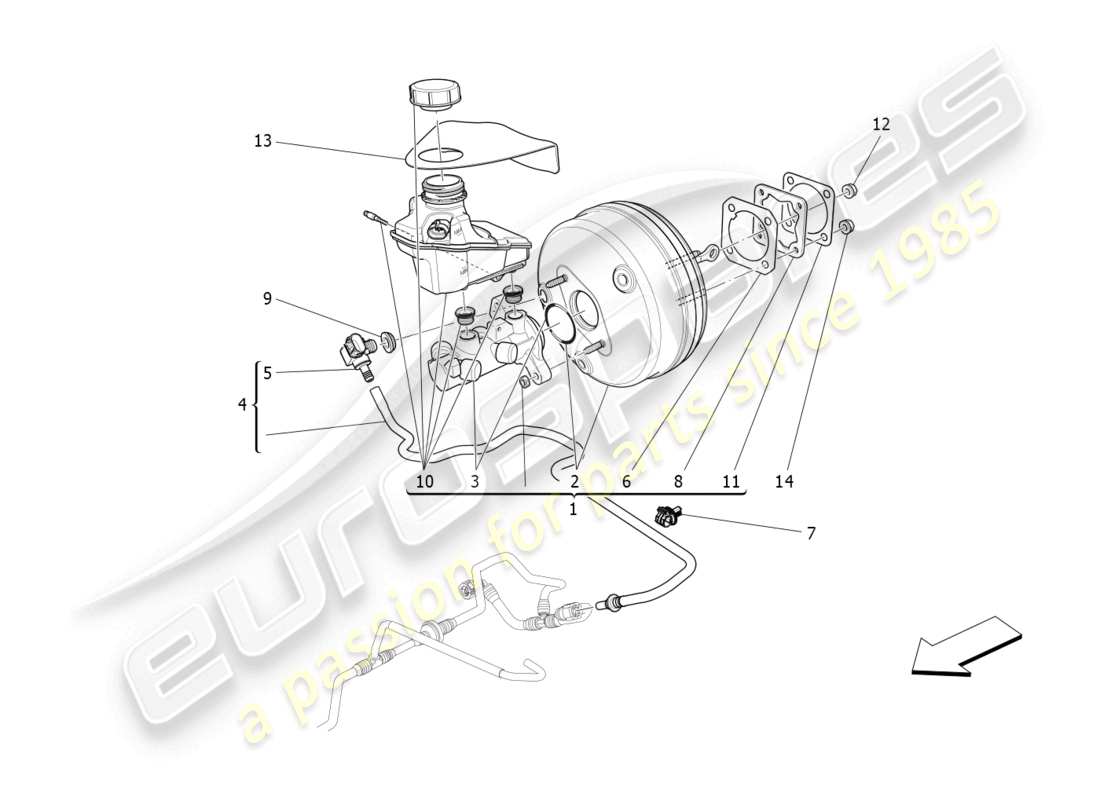 maserati ghibli (2014) diagrama de piezas del servosistema de freno