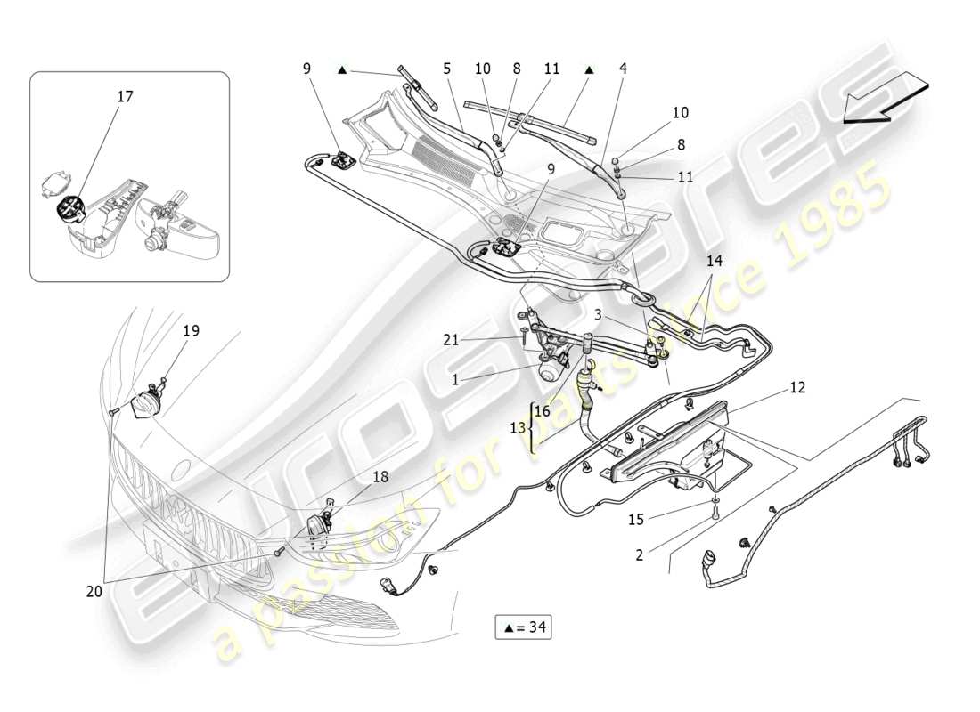 un diagrama de piezas del catálogo de piezas maserati ghibli (2016)