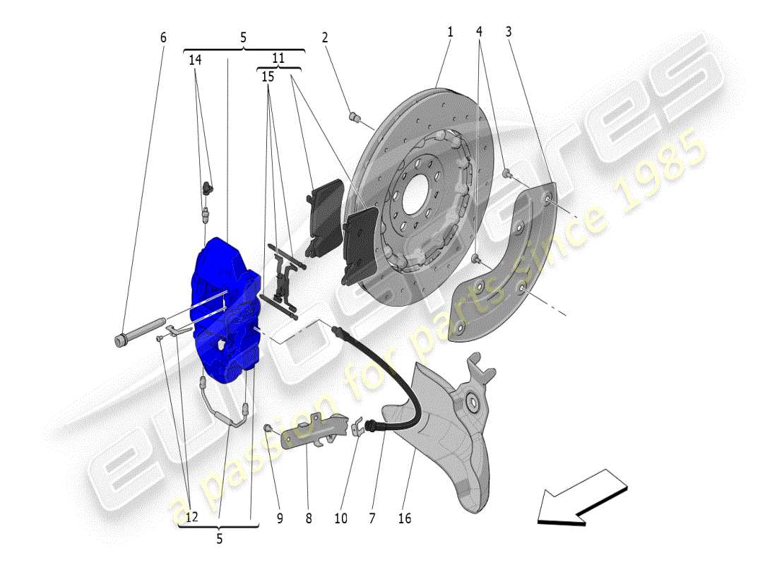 maserati mc20 (2024) braking devices on rear wheels diagrama de piezas