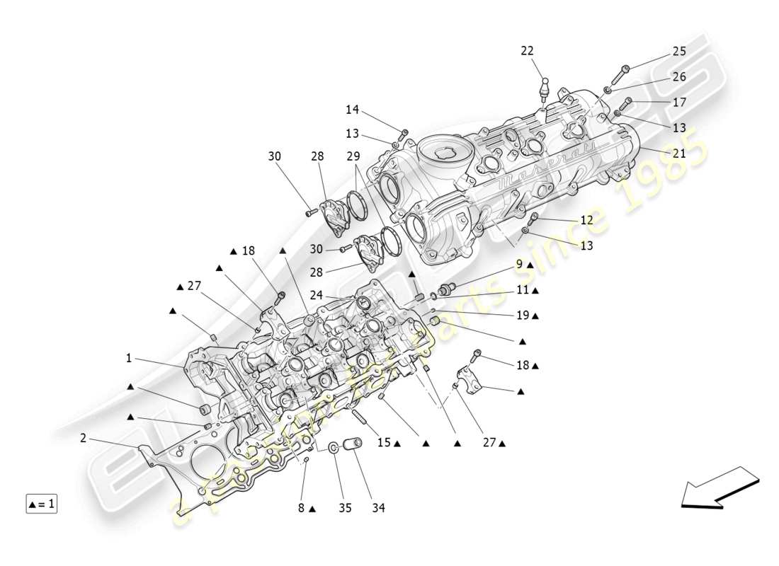 maserati levante (2018) diagrama de piezas de la culata izquierda