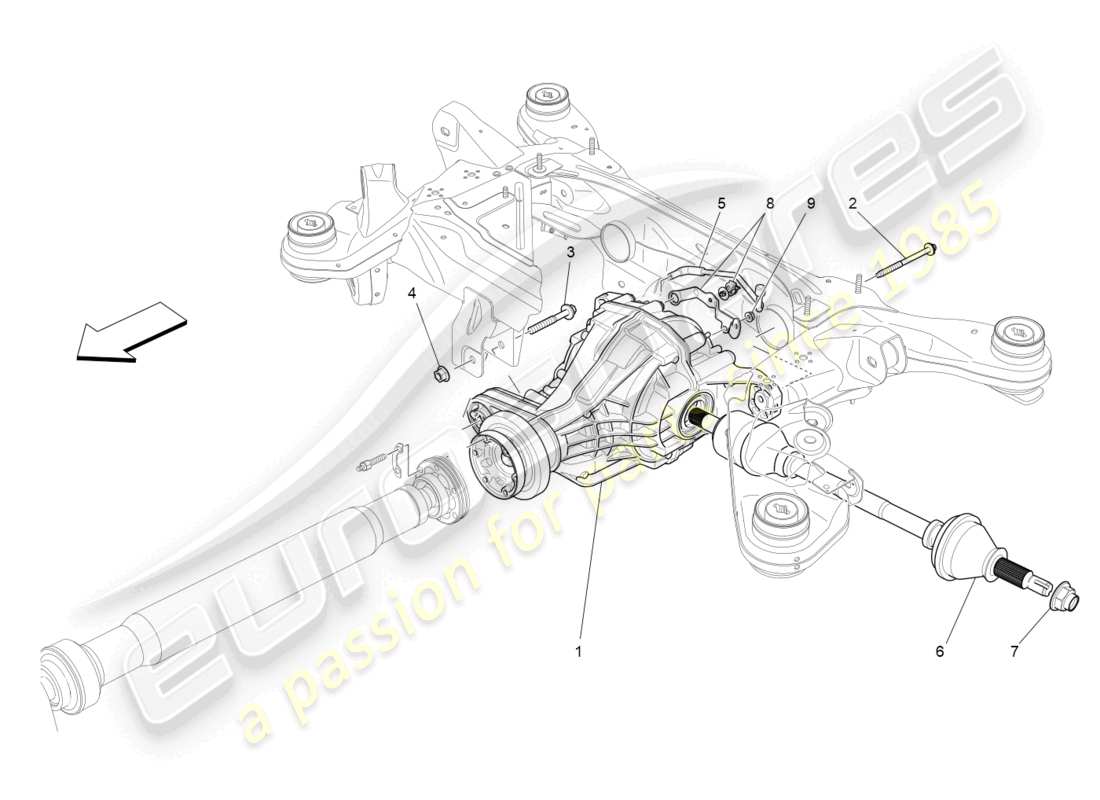 maserati levante (2018) diagrama de piezas del diferencial y del eje trasero