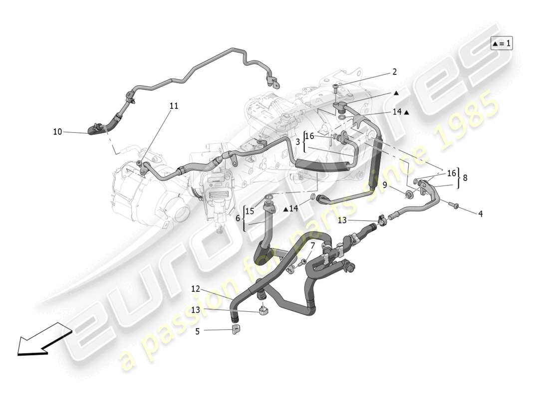 maserati grecale gt (2023) sistema de turbocargación: lubricación y enfriamiento diagrama de piezas