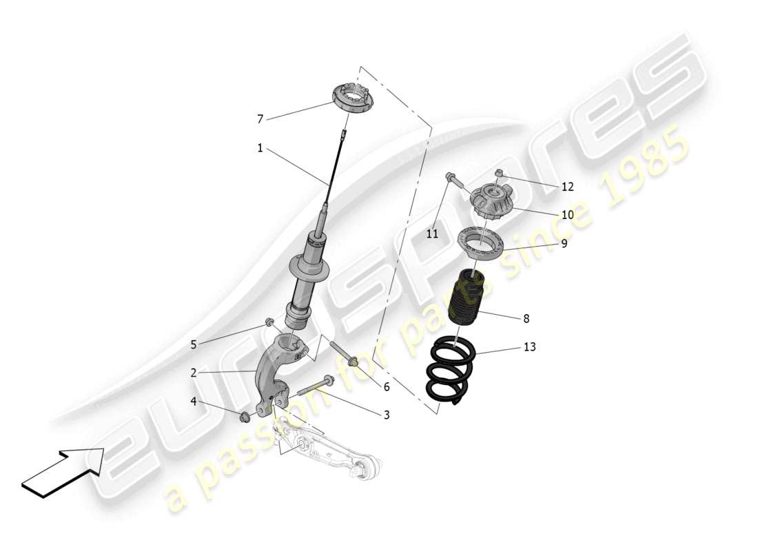 maserati mc20 (2022) diagrama de piezas de los dispositivos amortiguadores delanteros