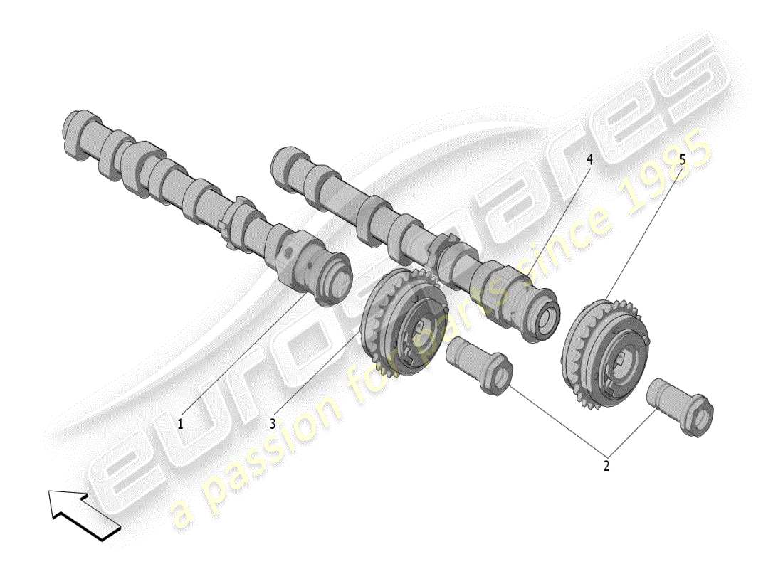 maserati mc20 (2024) árboles de levas de culata derecha diagrama de piezas