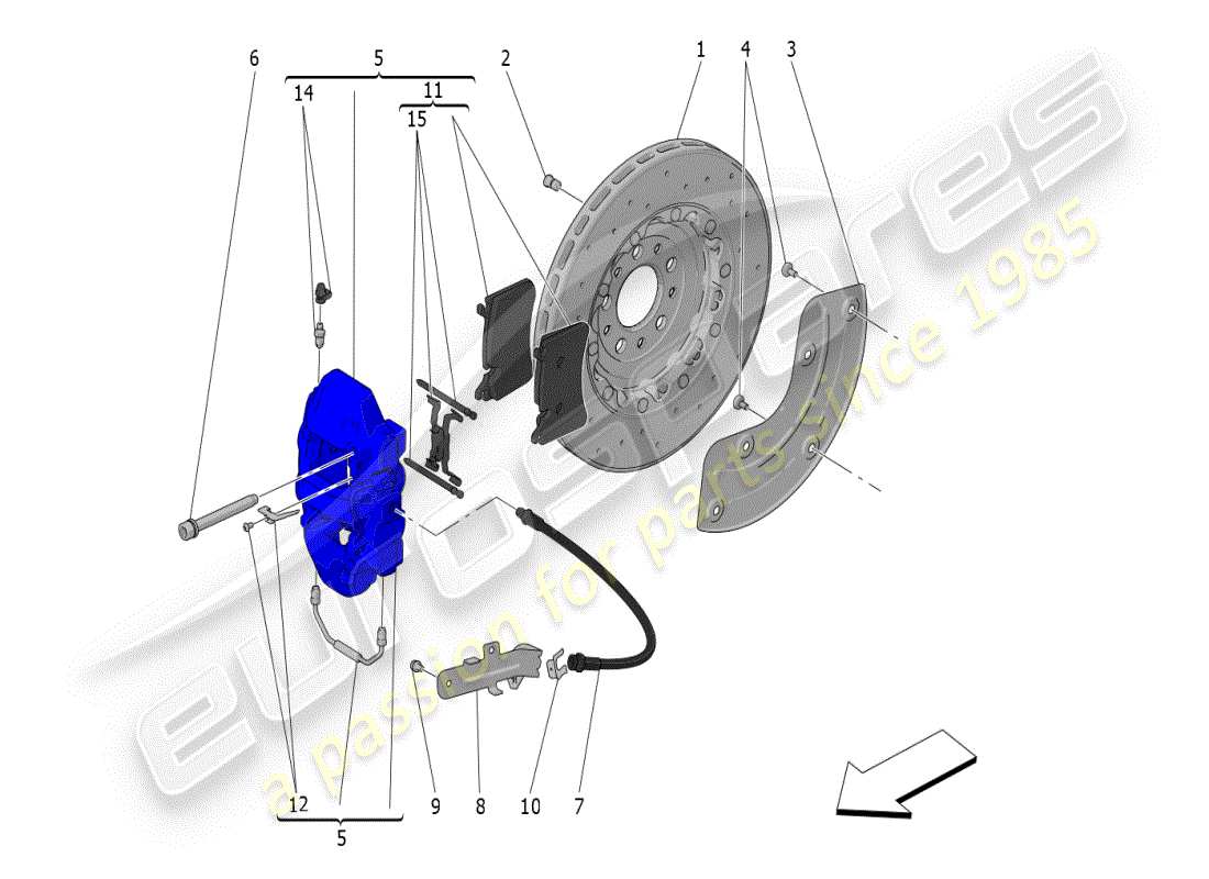 maserati mc20 (2024) braking devices on rear wheels diagrama de piezas